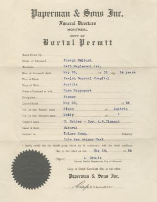 Burial permit