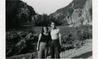 [Photograph of Frank and Harriet Orban by a lake]