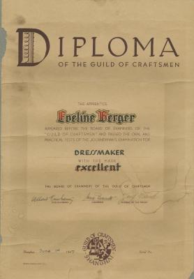Diploma of the Guild of Craftsmen [Eveline Berger] 