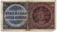 1 krone banknote from the Protectorate of Bohemia and Moravia 