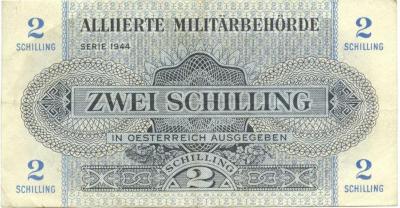 2 schilling banknote issued by the Allied Military in Austria